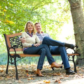 Double Arched Back Iron Wood Bench Double Arched Back Iron Wood Bench