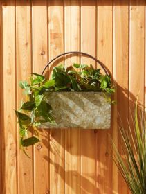 Large Rectangle Galvanized Wall Planter - Rustic Hanging Plant Holder