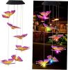 Solar Butterfly Wind Chime Light Outdoor Purple Decorative Color Changing Butterfly Wind Chime