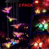 Solar Butterfly Wind Chime Light Outdoor Purple Decorative Color Changing Butterfly Wind Chime