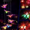 Solar Butterfly Wind Chime Light Outdoor Purple Decorative Color Changing Butterfly Wind Chime