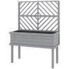 Elevated Wood Planter with Trellis for Climbing Plants, Raised Garden Bed with Legs and Drainage Holes, Gray