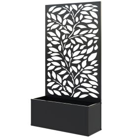 Metal Garden Bed with Trellis for Climbing Plants, Freestanding or Wall Mounted Flower Bed for Garden, Patio, Balcony