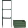 Galvanized Planter Box, 24" x 24" x 11.75" Raised Garden Bed with Tomato Cage for Climbing Vines, Light Green
