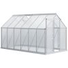 12' x 6' Aluminum Greenhouse, Polycarbonate Walk-in Garden Greenhouse Kit with Adjustable Roof Vent, Rain Gutter and Sliding Door, Silver