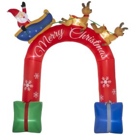 Outsunny 9ft Inflatable Christmas Arch with Santa Claus Riding a Sled, Blow-Up Outdoor LED Yard Display for Garden, Lawn, Party