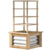 Wooden Raised Garden Bed with Trellis, Galvanized Planter Box Elevated Garden Bed for Garden, Patio, Natural Wood