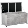 75 Gallon Deck Storage Box Wooden Outdoor Furniture Aerating Gap Weather-Resistant Gray