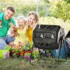 Tumbling Compost Bin Outdoor 360° Dual Chamber Rotating Composter 43 Gallon, Black
