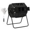 Tumbling Compost Bin Outdoor 360° Dual Chamber Rotating Composter 43 Gallon, Black