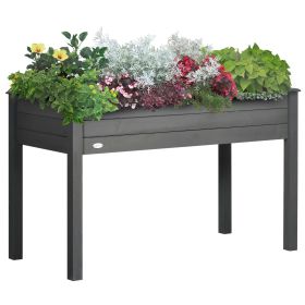 48" Raised Garden Bed Elevated Wooden Planter Box with Holes for Vegetables Herb Flowers Dark Gray