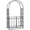 8ft Metal Garden Arch Grey with Double Doors Locking Gate for Wedding Bridal Party
