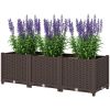Plastic Raised Garden Bed, 4 x 1 x 1 ft Outdoor Flower Box with Drainage Holes for Vegetables, Herbs, Brown