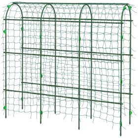 Metal Arch Trellis for Climbing Plants A-Frame with Net Outdoor Garden Green 17 x 72 x 72