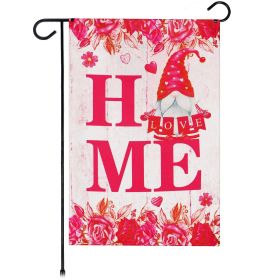 Garden Flag Happy Valentine's Day Gnome Holding Love Sign 12x18 inch Blockout Fabric