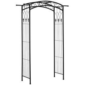 Outsunny 7Ft Metal Garden Arch, Functional Support, All-weather Resistance, Top Extension Bar, for Wedding, Party, Ceremony, Black