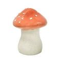 Mainstays 8 In Ceramic Mushroom Garden Decor Ornament, Pink Plumeria Cap With White Dots, Outdoor Yard Statue
