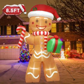 8.5FT Christmas Inflatables Gingerbread Man Outdoor Decorations, Blow up Christmas Yard Decorations with Build-in LED Lights