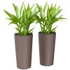 29 Inch Outdoor Planter, Set of 2 Plastic Flower Pots, Weather and UV Resistant Stackable Large Planters, Brown