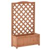 28" x 11" x 46" Raised Garden Bed, Wooden Planter Box w/ Trellis, Brown
