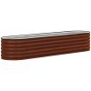 7.9' x 2' x 1.4' Galvanized Raised Garden Bed Kit, Metal Planter Box with Safety Edging, Brown