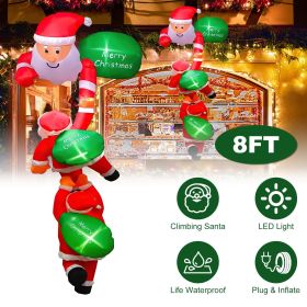 8 Foot Inflatable Santa Claus Christmas Decoration - 6 LED Lights for Night Glow, Quick Inflation , 4 Suction Cups & 6 Ropes (Secure Hanging)