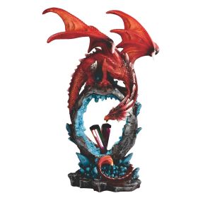 10.5"H Red Dragon with Rainbow Icicle Figurine Home Decor Gift