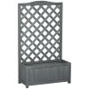 46" Wooden Planter with Trellis, Raised Garden Bed to Grow Vegetables, Herbs, Flowers for Backyard, Patio, Gray
