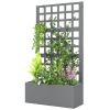 Galvanized Raised Garden Bed Planter Box with Trellis for Climbing Plants, Vegetable, Vines, 24" x 9" x 44.5", Gray
