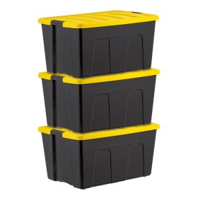 94 Qt. Plastic Storage Bins with Lids, Stackable Storage Containers, Totes, 3 Pack