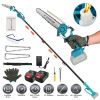 2-in-1 Cordless Pole Saw & Handheld Chainsaw, 1200W Brushless Motor with 2×3000mAh Batteries, 13FT Reach Adjustable Head