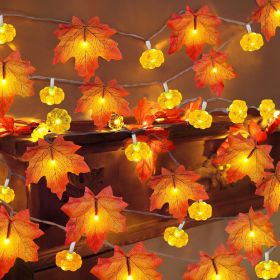 2 Pack & Timer Thanksgiving Decorations Fall Garland with Pumpkin Lights Fall Decorations for Home