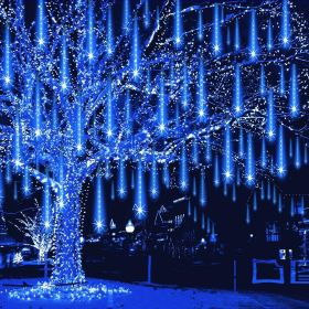 Meteor Shower Lights Outdoor Christmas Lights UL Certified Falling Rain Drop Snowfall Icicle Cascading String Light for Xmas Holiday Tree Wedding