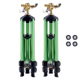 Impact Sprinkler on Tripod Base, 2 Packs, Heavy Duty Tripod Sprinklers with Brass Head & 3/4"NH Connector, 360 Degree Large Area Irrigation Sprinkler