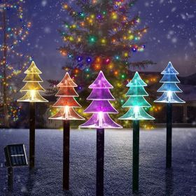 ILLUMINEW Christmas Solar Pathway Lights, Set of 5 Waterproof Landscape Christmas Lights, Stake Christmas Decorations
