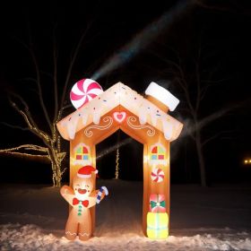 8FT Tall Christmas Gingerbread Inflatable - Blow Up Yard Decor with LED Lights, Electric Blower