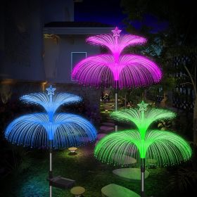 Solar Garden Lights 3 Pack New Upgraded Solar Lights Outdoor Waterproof 7 Color Changing Double Jellyfish and Star Flower Garden Decor Yard Lawn
