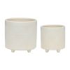 S/2 6/8" TEXTURED PLANTERS, SHINY WHITE