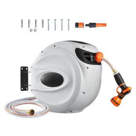Retractable Hose Reel, 84 ft x 5/8 inch, 180° Swivel Bracket Wall-Mounted, Garden Water Hose Reel with 9-Pattern Nozzle, Automatic Rewind