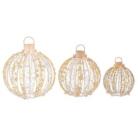 3 Pack Golden  Iron Christmas LED Light Balls with Cable Ties and 6 Stakes Weddings Decorations