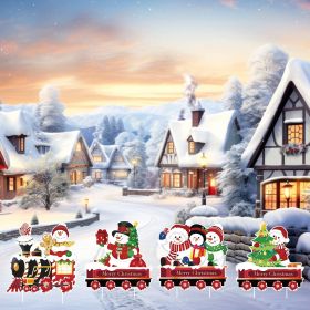 4 Pieces Christmas Yard Sign with Stakes Santa Red Train Xmas Party Decorations Corrugated Plastic Christmas Garden Stakes for Christmas Holiday