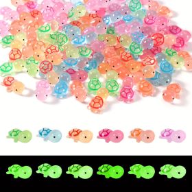 100pcs Luminous Colorful Turtle Figurines Set, Resin Glow-in-the-Dark Miniatures for DIY Crafts, Home Decor, Fairy Garden Accessories & Party Fav
