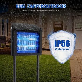 4500V Solar Mosquito Killer Lamp 4000mAh Rechargeable Insect Trap IP56 Waterproof Bug Zapper with 2 Modes & 3 Placement Options Metal Housing for Home