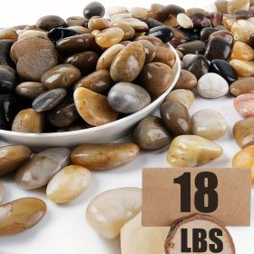 18 lbs River Rocks Pebbles 1.6-2.4 Inch Polished Decorative Stones Natural Pebbles for Plants, Aquarium Gravel, Vase Fillers