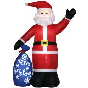 Outsunny 8ft Christmas Inflatables Outdoor Decorations Smiling Santa Claus with Gift Bag, Blow-Up LED Yard Christmas Decor for Lawn Garden Party