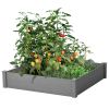 Raised Garden Bed 48" x 48" x 10'', Outdoor Wood Planter Box Over Floor, Tool-Free Assembly
