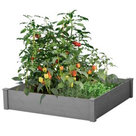 Raised Garden Bed 48" x 48" x 10'', Outdoor Wood Planter Box Over Floor, Tool-Free Assembly