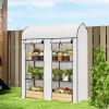 3 Tier Mini Greenhouse, Small Portable Greenhouse with 2 Roll-up Doors, 56.3" x 18.1" x 65", White
