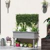 Elevated Wood Planter with Trellis for Climbing Plants, Raised Garden Bed with Legs and Drainage Holes, Gray