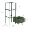 Galvanized Planter Box, 24" x 24" x 11.75" Raised Garden Bed with Tomato Cage for Climbing Vines, Light Green